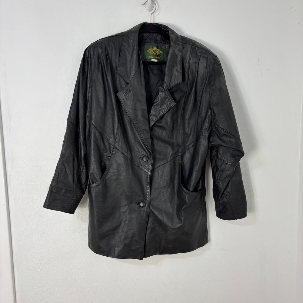 Vtg 80s 90s Black Leather Jacket Womens S Oversized Blaze Grunge Capsule Classic